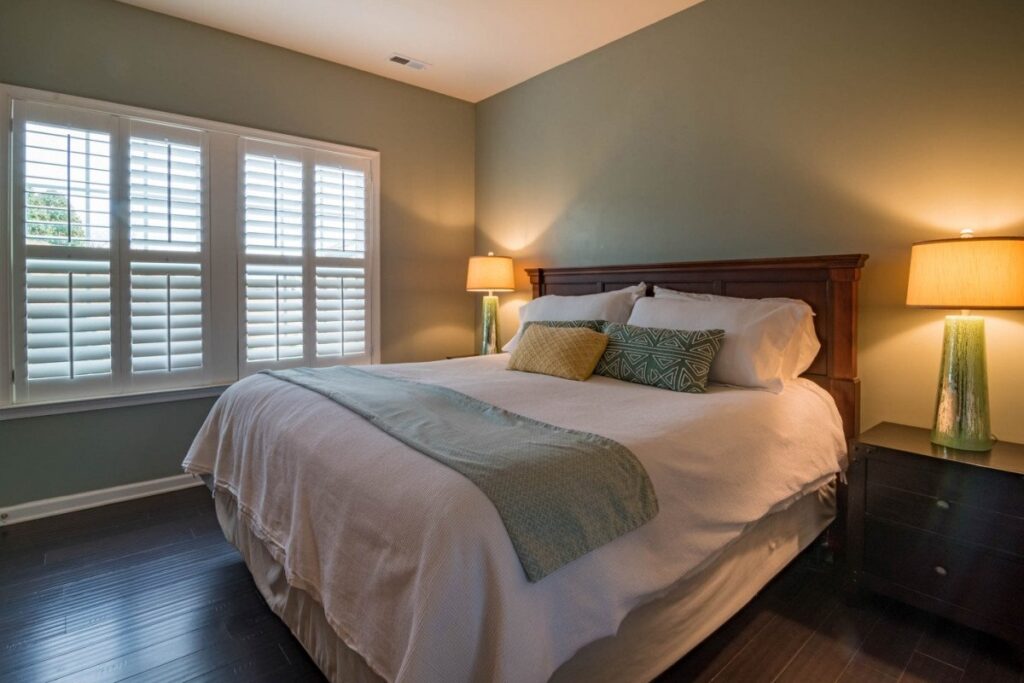 Vertical blinds allow light filtration in a room